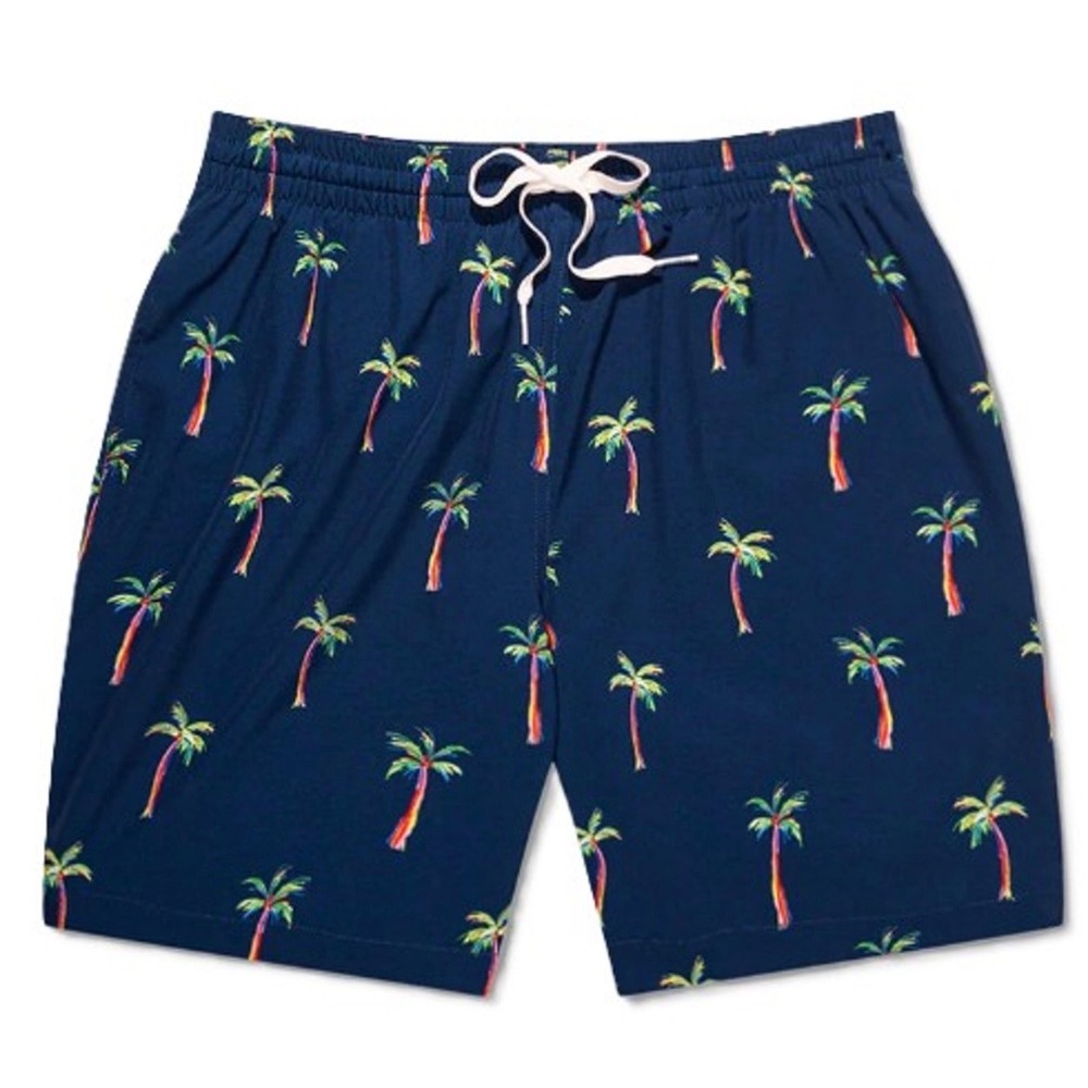 Chubbies Men Swim Trunks Navy Rainbow Palm Tree XL 5.5 Inseam Tropical Beach